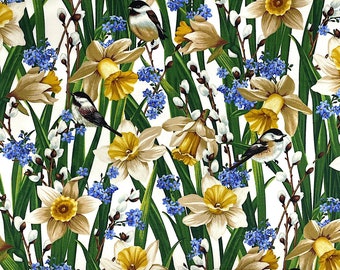 Daffodils Allover - Nature's Affair - Flower Fabric - FL-366