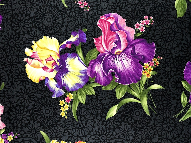 Iris Fabric Irresistible Iris Flower Fabric By the Yard | Etsy