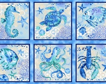 The Sea is Calling Block - Cotton Fabric - Sea Life Fabric - SL-96