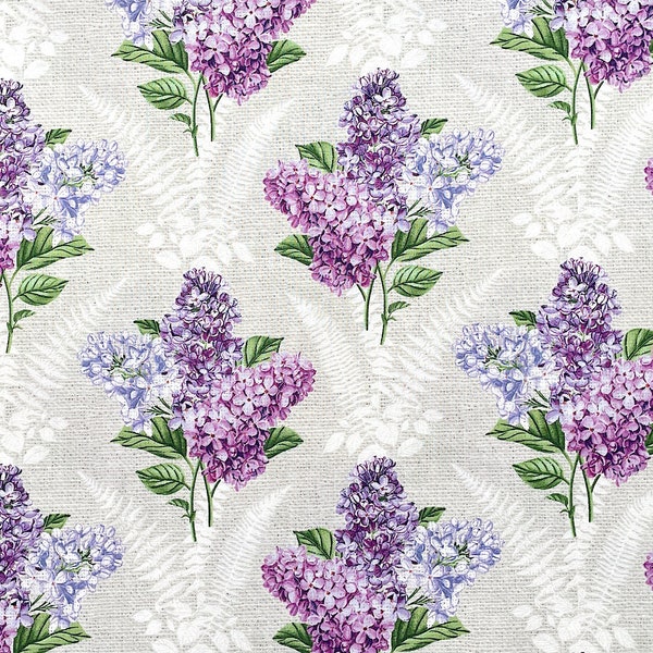 Lilac Garden Pale Gray Multi- Lilac Garden - Lilac Flowers Cotton Fabric - Quilting Fabric - FL-327