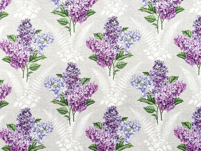 Lilac Garden Pale Gray Multi Lilac Garden Lilac Flowers Cotton Fabric Quilting Fabric FL-327 image 1