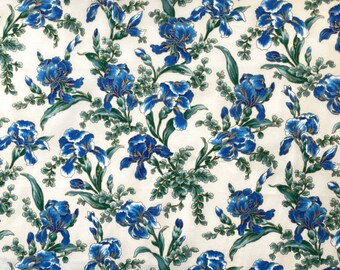 Blue Iris Fabric - Peacock Garden - Flower Fabric - Quilting Fabric - Cotton Fabric - Robert Kaufman - FL-289