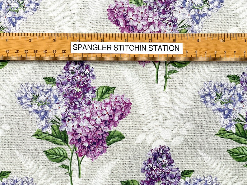 Lilac Garden Pale Gray Multi Lilac Garden Lilac Flowers Cotton Fabric Quilting Fabric FL-327 image 2