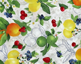 Fruit Fabric - Oranges, Lemons, Cherries - FRUIT-52