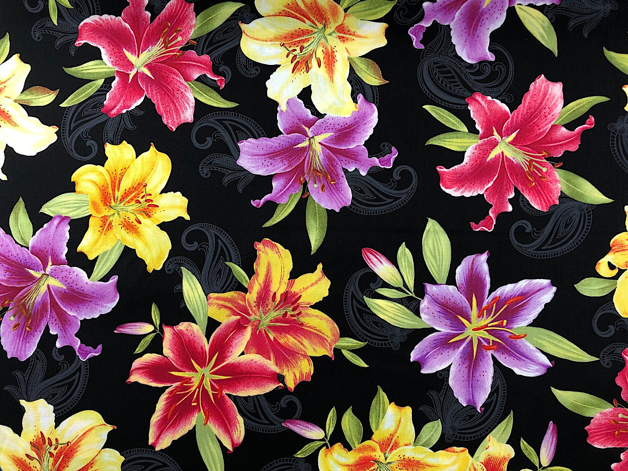 Lily Fabric Big Lily Allover Flower Fabric 100 Cotton Etsy