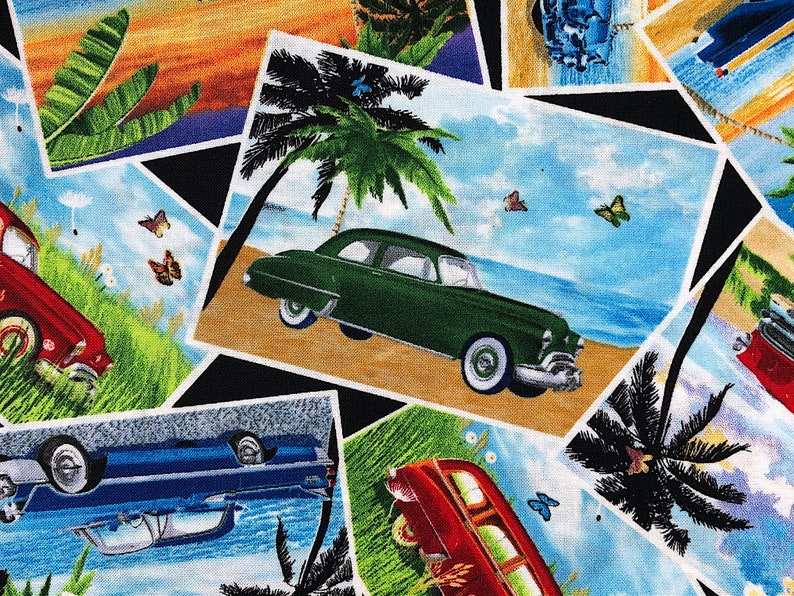 Car Fabric Classic Cars Cotton Fabric Quilting Fabric Etsy