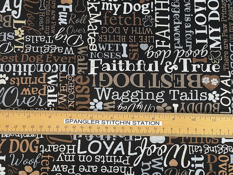 Dog Fabric I Love My Dog Text Fabric Sayings & Word Fabric Cotton Fabric Quilting Fabric DOG-73 image 2