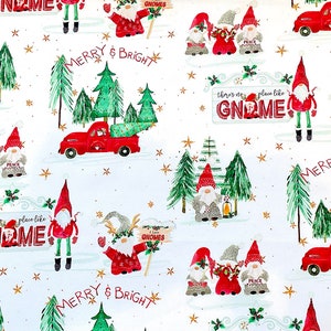 Christmas Fabric by the Yard, Gnomes Fabric,christmas Gnomes Fabric,christmas  Fabric,christmas Material, Stars and Moon, Blue Gray 