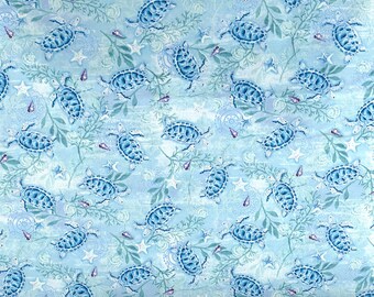 Sea Turtle Fabric - Nautical Fabric - Sealife Fabric - SL-80