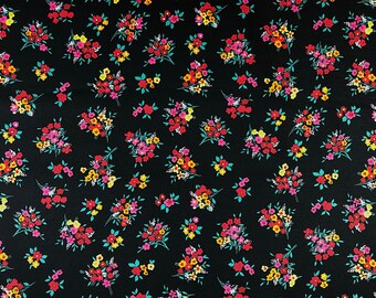 Flower Bouquet Fabric - Floral Bouquet Black - Floral Fabric - Quilting Fabric - Cotton Fabric -  FL-183