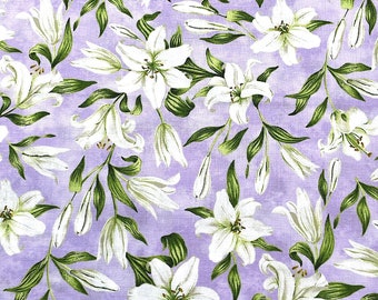 Lily Fabric - Spring Awakening - Lilies on lilac - FL-376