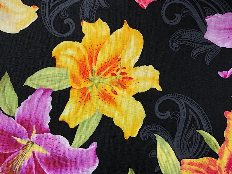 Lily Fabric Big Lily Allover Flower Fabric 100 Cotton Etsy