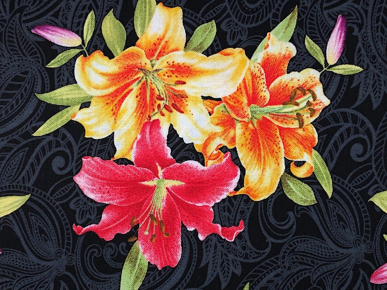 Lily Fabric Small Lily Allover Flower Fabric 100 Etsy