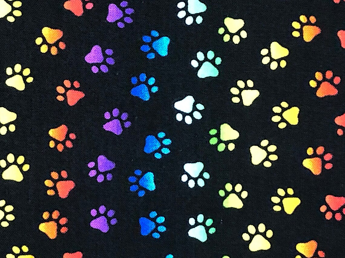 Neon Cat Paw Print Fabric Fabric by the Yard Cotton Fabric Etsy