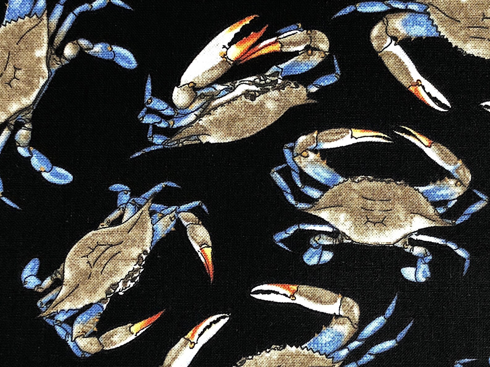 Crab Fabric Tossed Blue Crabs Sea Life Fabric Quilting Etsy