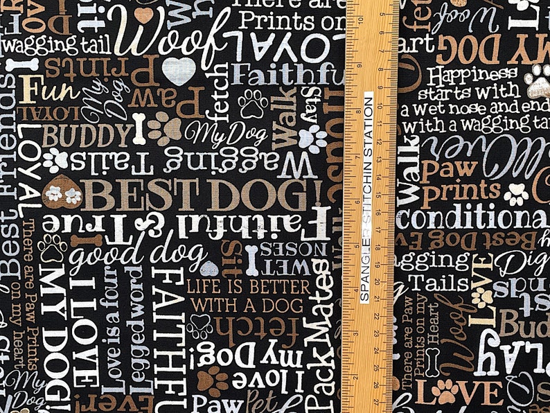 Dog Fabric I Love My Dog Text Fabric Sayings & Word Fabric Cotton Fabric Quilting Fabric DOG-73 image 3