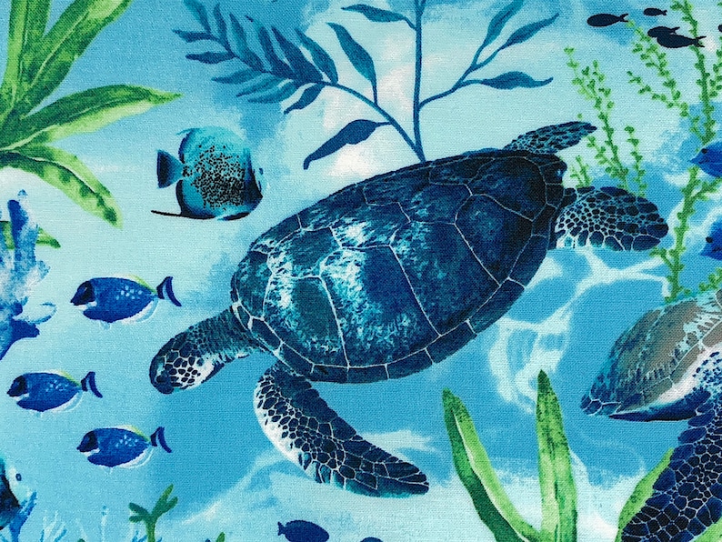 Swimming Sea Turtle Fabric Cotton Fabric Quilting Fabric - Etsy