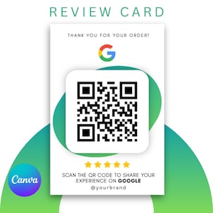 Carte de code QR modifiable pour avis Google | Modèle d'insert d'emballage (Téléchargement numérique)