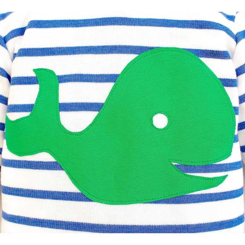 100/% organic cotton baby shirt white blue striped with applique whale long sleeve organic baby clothes Baby shirt organic cotton