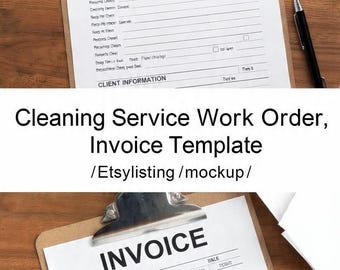 Modello di fattura per ordine di lavoro per servizi di pulizia / Modulo di acquisizione clienti in PDF stampabile