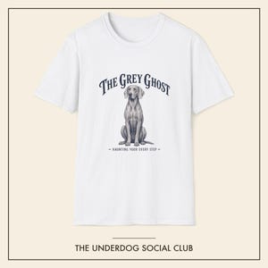 Weimaraner shirt, The Grey Ghost T-shirt, grappig Weimaraner cadeau, klittenband honden shirt, Weimaraner mama papa cadeau, Grey Ghost hond