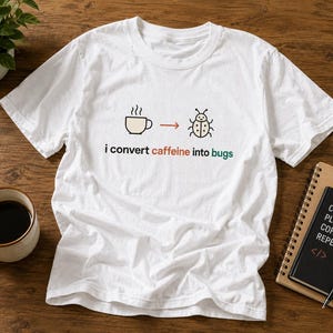 I Convert Caffeine Into Bugs Shirt | Funny Programmer Tee, Software Developer Gift, QA Gift