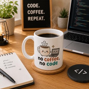 No Coffee No Code Mug | Cute Programmer Coffee Mug, Funny Developer Gift, Software Engineer Gift