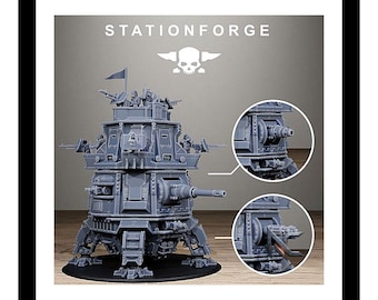 Grim Guard Tower Tank | Station Forge Resin Miniature | Sci-Fi Wargaming Proxy | Grimdark 28mm 32mm | Tabletop RPG Model