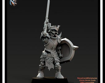 Skeleton Champion - Vampiric - One Page Rules| Sci-Fi Resin Miniatures | Fantasy Resin Miniatures| Tabletop Wargaming 32mm-Heroic Scale