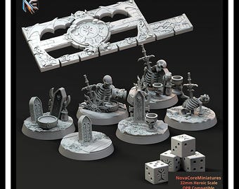 Game Aids Vampiric Undead -  Bases | Sci-Fi Miniature Bases for 28mm 32mm Tabletop Games | Custom Resin Bases for Grimdark RPGs