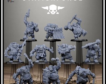 Fanteria Orkaz Belly Bustas | Miniatura in resina Station Forge | Proxy per wargame fantascientifici | Grimdark 28mm 32mm | Modello per giochi di ruolo da tavolo
