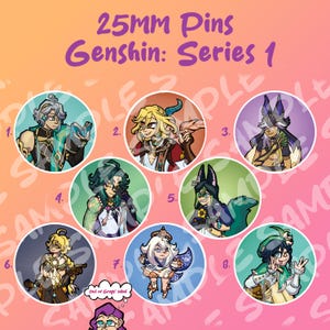 Genshin Pinback Buttons: 25mm