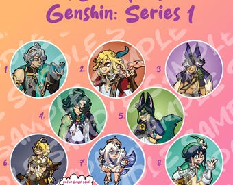 Genshin Pinback Buttons: 25mm