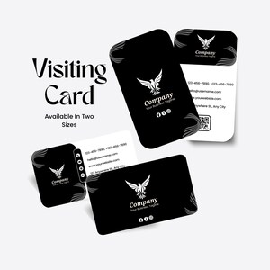 Personalized visiting cards QR code option rounded corners editable template