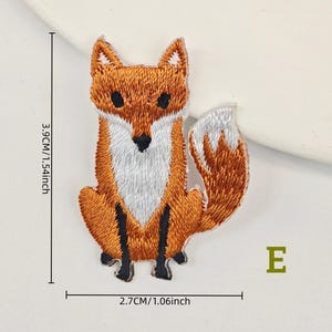 Adorable forest fox embroidered appliques, animal embroidered appliques, cute fox embroidered appliques, iron-on animal embroidered appliques