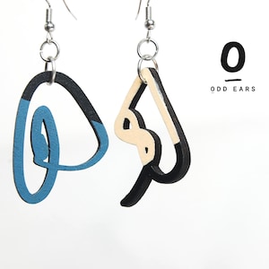 Mismatched Scribble Earrings | Handmade Wooden Jewellery | Gift for Artist