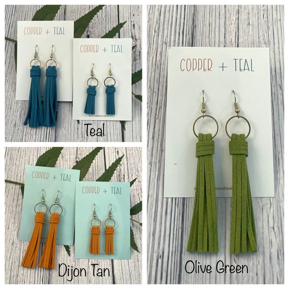 Give your day a little pop of color - Spring blue faux suede tassel earrings.  Limited edition color and only on @amazonhandmade (Link in… | Instagram