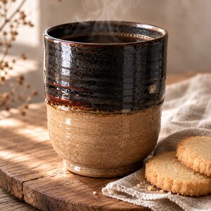 Handgemaakte keramische koffiemok, tweekleurige Espresso Drip Glaze steengoedkop, Wabi-Sabi-aardewerkcadeau