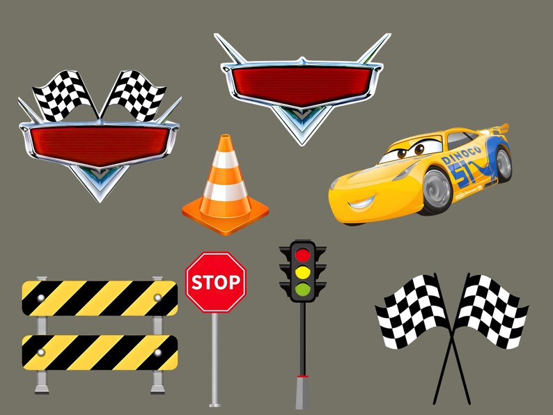 Dinoco Racing Flags Cars PNG Bundle, Lightning Mcqueen PNG, Tow Mater Clipart, Cars ...