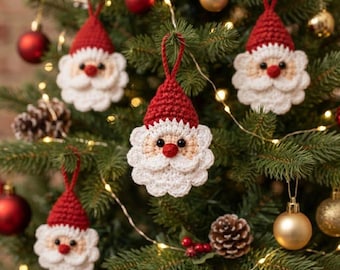 Crochet Santa Ornament Pattern, Santa Claus Christmas Tree Ornament, Easy Beginner Crochet Pattern, Holiday Decor PDF, Instant Download