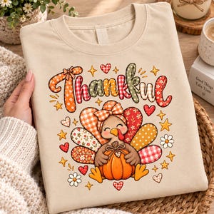 Thankful Turkey Patchwork Clipart PNG SVG PDF | Sublimation Download