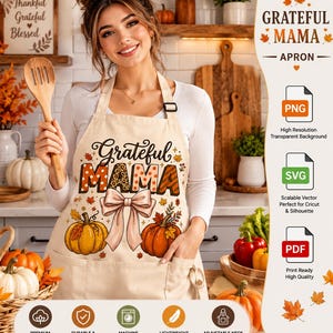 Grateful Mama Sublimation PNG, Retro Fall Thanksgiving Pumpkin Design, Digital Download