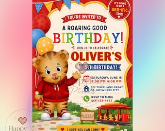 Invitación de cumpleaños de dibujos animados Descarga digital