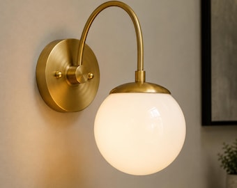 Wandleuchte aus Messing, moderne Kugellampe, Vintage-Wandleuchte für Bad und Schlafzimmer, Wohnaccessoires