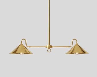 Solidny mosiężny żyrandol liniowy: żyrandol w stylu mid-century modern, oświetlenie wyspy kuchennej, lampa nad stołem jadalnym