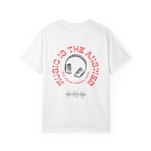 Mid Weight - Calm8Collective Music is the answer Back Print Tee | Heavy Minimal Graphic Shirt UK PROVIDER