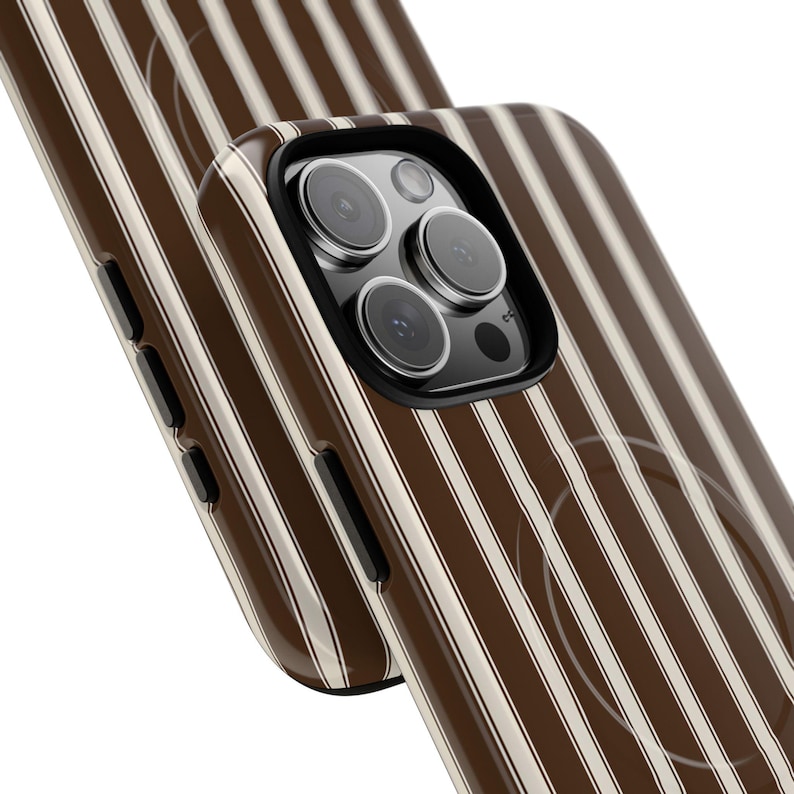 Old Money MagSafe Personalized Phone Case | Custom Monogram Initials Preppy Brown Stripes Gift for Her, Him | Magnetic iPhone 18 17 16 15 14 Bild 4