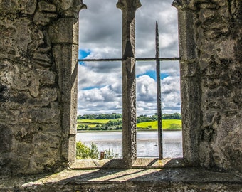 Irish Landscape photography, Historic abbey window, Heritage photography, fine art, wall art