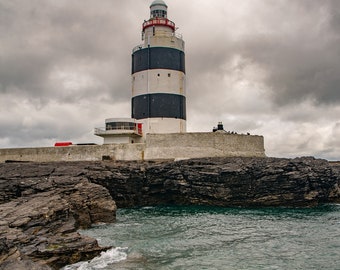 Irish Landscape print of Hook Head lighthouse on a moody day, Wexford, Ireland