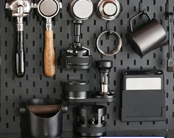Pegboard Compartment Rack for Coffee Station Storage | Tamper, Basket, Portafilter, Fliter, Milk Pitcher Espresso Tools Holders for SKÅDIS